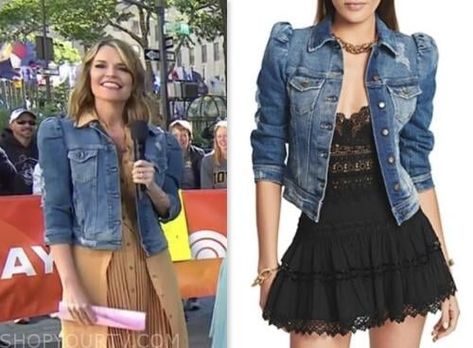 Puff Sleeve Denim Jacket, Savannah Guthrie, Denim Jacket Outfit, Jean Jacket Women, May 2023, Today Show, Jacket Outfits, Savannah, Savannah Chat