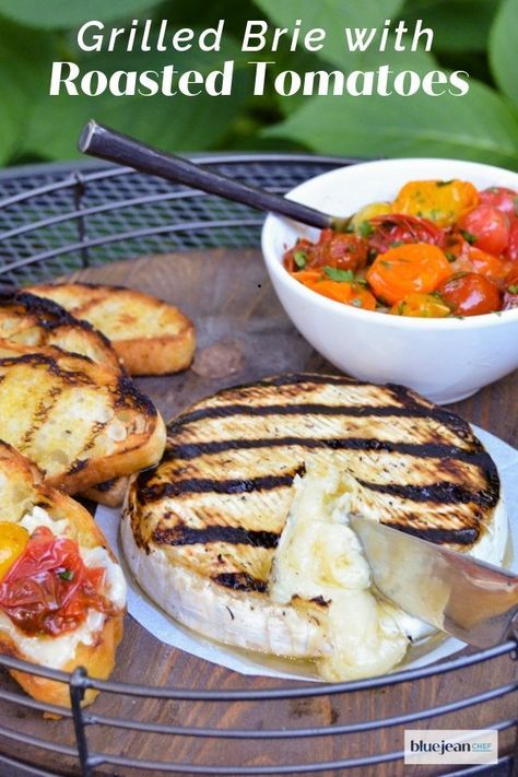 Grilled Brie, Roasted Cherry, Roasted Cherry Tomatoes, Brie Cheese, Summer Bbq, Roasted Tomatoes, Grilled Cheese, Finger Food, Clean Eating Snacks