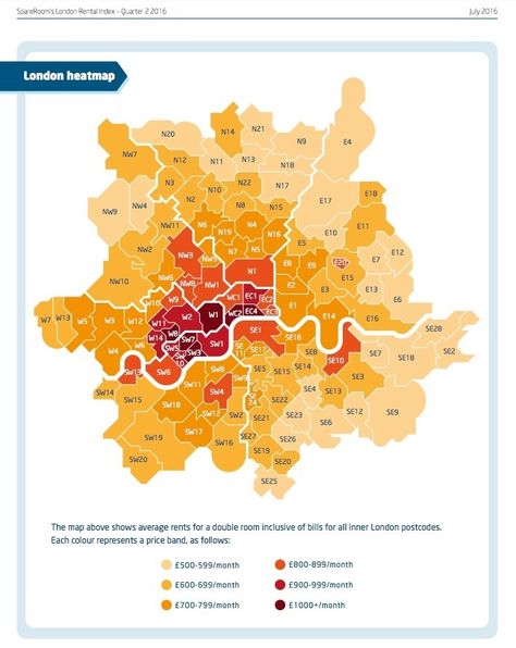 Cheapest And Most Expensive Places To Rent A Room Revealed | Londonist Cheapest Places To Live, London Accommodation, Museum Of Childhood, Winning London, Moving Abroad, Physical Geography, Room London, Heat Map, Creative Infographic