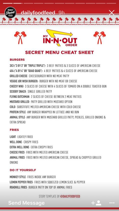 In And Out Burger Secret Menu Style, In N Out Recipe, In And Out Secret Menu Food, In N Out Secret Menu Items, In N Out Burger, In N Out Menu, Burger Order, Inn N Out, In And Out Burger