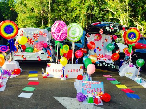 Candy Land Trunk Or Treat Candyland Trunk Or Treat Ideas For Suv, Halloween Car Decorations, Church Trunk, Trunker Treat Ideas, Trunk Or Treat Ideas, Pto Ideas, Gingerbread Party, Hallowen Ideas, Candyland Birthday