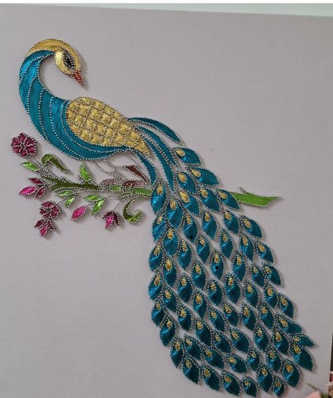 Peacock Drawing For Embroidery, Beats Work Embroidery Design, Pecock Model Aari Work, Pecock Model Aari Work Drawing, Peacock Aari Design, Embroidery Peacock Designs, Peacock Hand Embroidery Designs, Aari Work Peacock Designs, Peacock Aari Work Designs