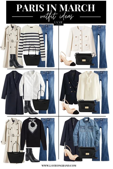 Paris In March Outfits, Paris In March, What To Pack For Paris, March Outfits, Classic Wardrobe Pieces, Parisian Outfits, Spring Summer Capsule Wardrobe, French Wardrobe, Versatile Clothing