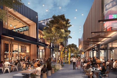 Coles confirmed at Ed.Square – Shopping Centre News Plaza Design, Shopping Mall Architecture, Retail Facade, Retail Architecture, Street Mall, Commercial Street, Mall Design, Centre Commercial, Commercial Architecture