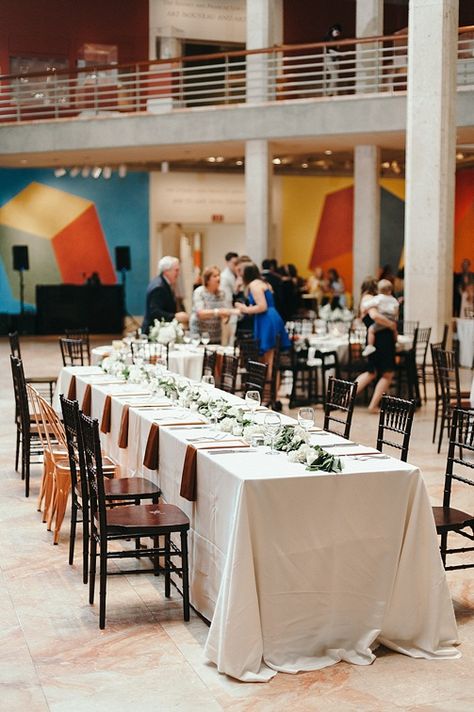 Romantic Museum Reception! - Katherine & Thomas Celebrate at the VMFA - Paisley & Jade - Vintage & Specialty Rentals in Virginia, Washington, DC and North Carolina Dining Designs, Museum Reception, Marble Hall, Plexiglass Table, Gold Dining Chairs, Gold Dining, Copper Lantern, Reception Tables, Copper Bar