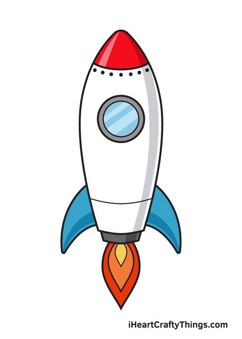 How to Draw a Rocket – Step by Step Guide Simple Rocket Drawing, Rocket Drawing For Kids, Space Rocket Drawing, Rocketship Drawing, Rocket Ship Drawing, Rocket Doodle, Space Art Drawing, Cartoon Rocket Ship, Rocket Clipart