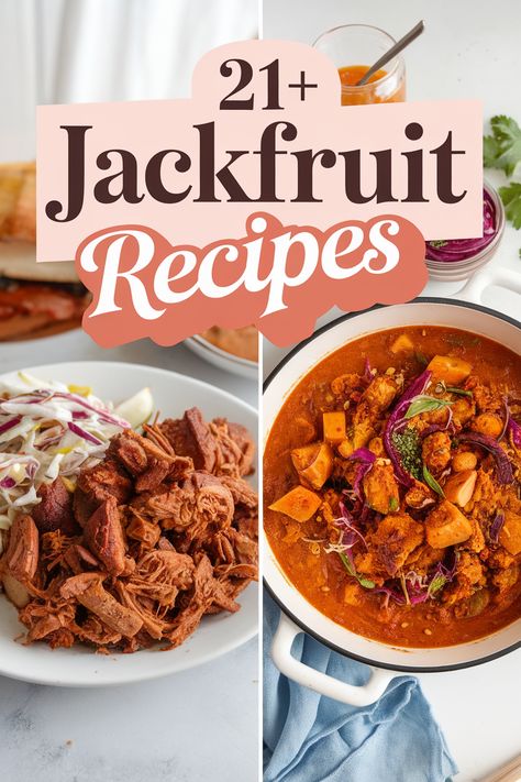 Brighten your day with these amazing jackfruit recipes! From tasty tacos to delicious curries each dish is packed with flavor and fun. Perfect for plant-based meals or a healthy snack these feel-good recipes will delight your taste buds. Enjoy the versatility of jackfruit in every bite! Vegan. tropical. healthy. savory. sweet. Jackfruit Smoothie, Jackfruit Vegan Recipes, Ripe Jackfruit, Raw Jackfruit, Jackfruit Curry, Mac Sauce Recipe, Jackfruit Sandwich, Jack Fruit, Bbq Jackfruit