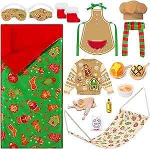 elf on the shelf ideas, perfect to surprise kids! Doll Sleeping Bag, Baking Theme, Doll Props, Christmas Elf Doll, Elf Kit, Elf Antics, Elf Clothes, Elf Doll, Chefs Hat