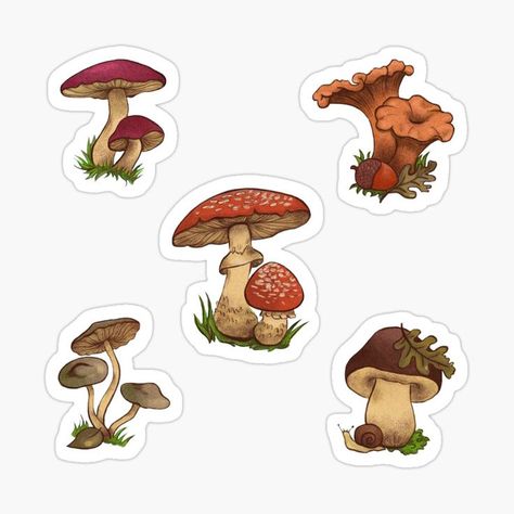 Agenda Stickers, Bujo Stickers, Fairy Stickers, Scrapbook Book, Vintage Mushroom, Scrapbook Stickers Printable, Autumn Stickers, Bullet Journal Stickers, Mushroom Art