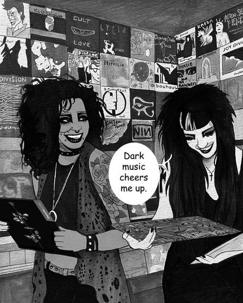 Trad Goth Art, Cartoon Art Illustration, Alt Subcultures, Dark Music, Goth Memes, Goth Things, 80s Goth, Goth Core, Goth Bands