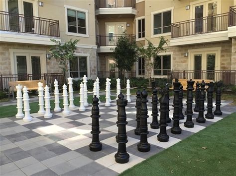 Plastic Chess Set with 49" King Outdoor Chess, Giant Yard Games, Giant Checkers, Giant Chess, Wood Chess Set, California Beaches, Southern California Beaches, Chess Club, House Dream