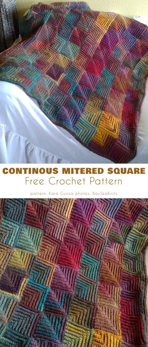 Mitered Square Blanket Free Crochet Patterns Crochet Mitred Square, Crochet Blanket Ideas Unique, Unique Crochet Afghans, Mitered Crochet Square, Crochet Mitred Square Free Pattern, Mitred Square Crochet, Mitered Square Knitting Free Pattern, Crochet Square Afghan, Crochet Quilt Squares