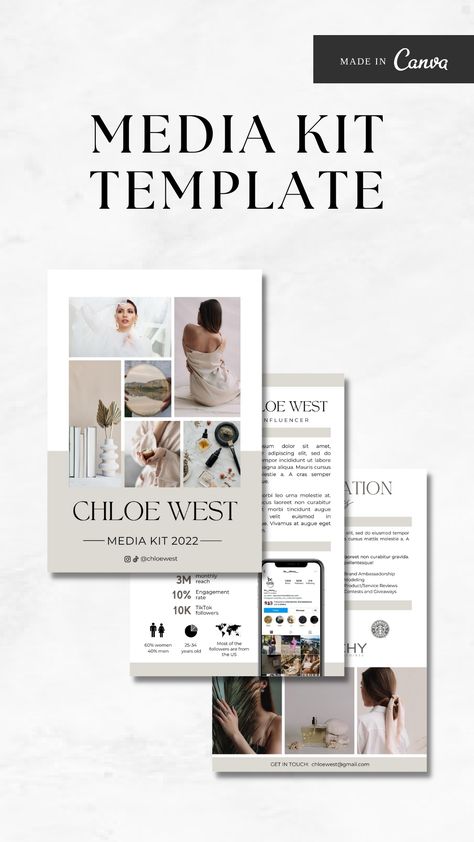 Influencer Media Kit Canva Template, Instagram and TikTok Content Creator Media Kit Press Kit Template, Influencer Media Kit, Free Social Media Templates, Canva Template Instagram, Digital Content Creator, Tiktok Influencer, Types Of Social Media, Media Kit Template, Quote Template