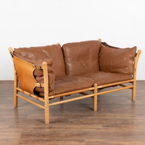 Mid Century Two Seat Vintage Leather Sofa by Arne Norell, Sweden | eBay Arne Norell, Vintage Leather Sofa, Brass Hardware, Leather Sofa, Sofa Design, Makers Mark, Vintage Leather, Tampa, Sweden