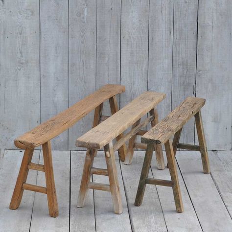 Rustic Reclaimed Wood Bench, Wooden Bench Hallway, Rustic Stools Wood, Wooden Bench Seat, Reclaimed Wood Benches, Wooden Benches, Rustic Wooden Bench, Antique Bench, Rustic Stools