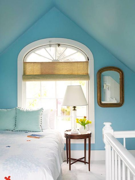 Statement Color Bedroom Decor Color, Blue Bedroom Colors, Calming Bedroom Colors, Bedroom Color Ideas, Light Blue Bedroom, Blue Bedrooms, Colorful Bedroom Decor, Beautiful Bedroom Colors, Blue Bedroom Walls