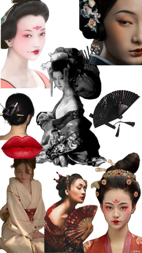 Japanese Hairstyle Traditional, Traditional Makeup, Geisha Makeup, Japanese Makeup, Japanese Hairstyle, Chinese Traditional, Hairstyles Ideas, Traditional Outfits, Japanese Traditional