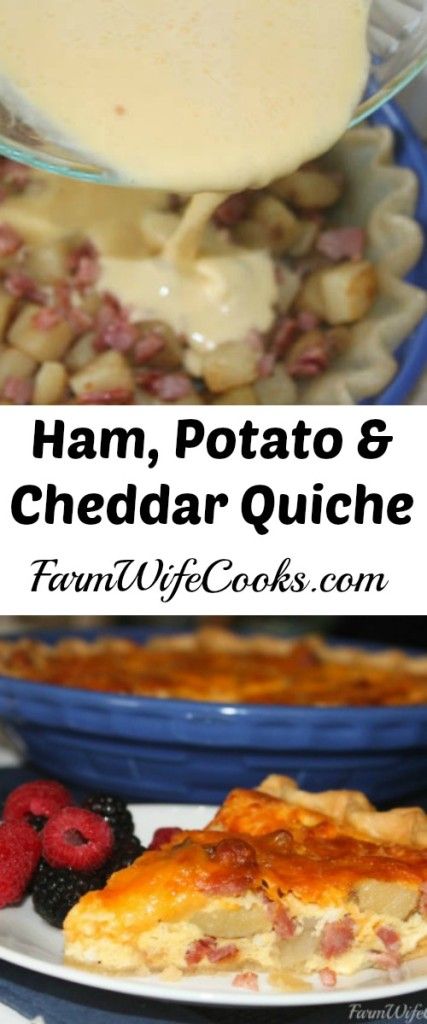 Perfect quiche recipe for the meat and potato lover in your family. Ham, Potato and Cheddar Cheese Quiche Quiche Potato, Cheddar Cheese Quiche, Perfect Quiche Recipe, Potato Eggs, Filet Mignon Chorizo, Potato Quiche, Cheddar Quiche, Ham Potato, Cheese Quiche