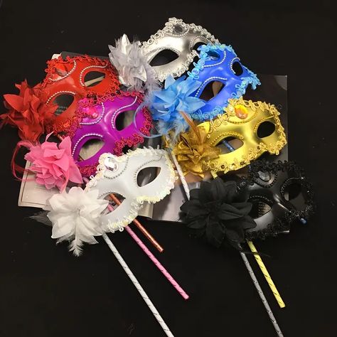 Elegant Venetian Masquerade Mask Stick Perfect Mardi Gras - Temu Venetian Masquerade Party, Woman Mask, Masquerade Ball Masks, Masquerade Ball Party, Venetian Masquerade Masks, Ball Mask, Feather Mask, Dining Etiquette, Party Masks