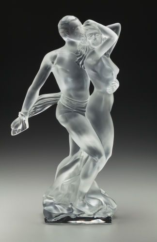 Limited Edition Lalique Frosted Glass Paradoxe Statue. Circa 2002. Engraved Lalique, France and retains original label Car Hood Ornaments, Swans Art, Bijoux Art Nouveau, Lalique Crystal, Art Of Glass, Hood Ornaments, Glass Figurines, Gorgeous Glass, Crystal Art