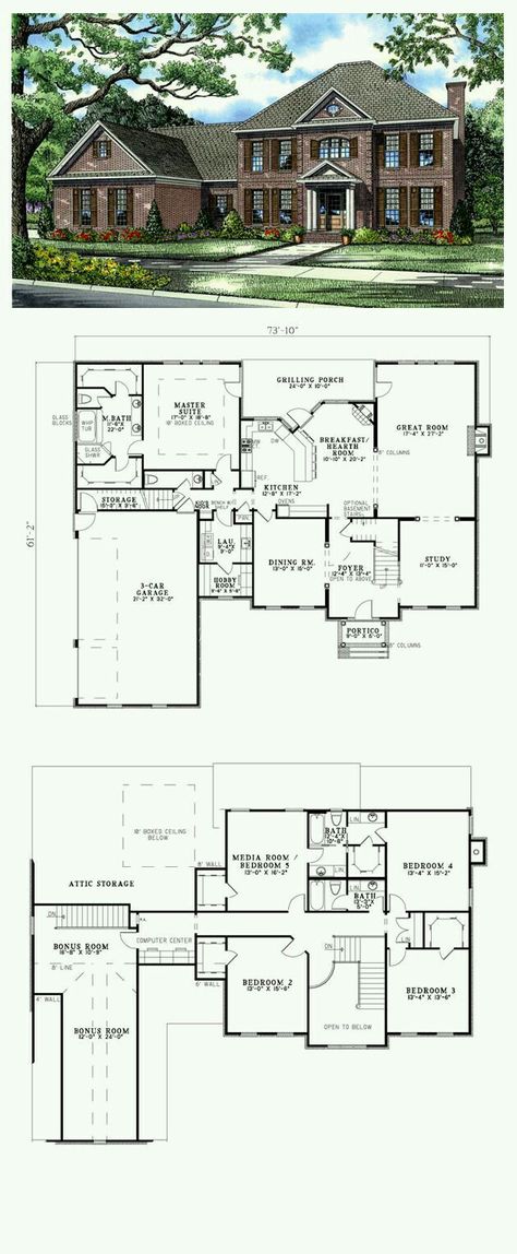 Retirement House, Two Story House Plans, Sims House Plans, Bonus Rooms, Big House, House Blueprints, Sims House, Dream House Plans, Home Design Plans