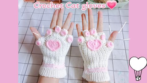 Crochet Cat Gloves, Crochet Cat Paw Gloves, Cat Paw Gloves, Gloves Tutorial, Cat Gloves, Paw Crochet, Paw Hand, Paw Gloves, Cat Crochet