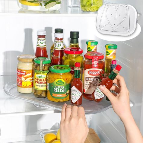 Clear Rectangular Fridge Organizer Storage , 15.67'' , Lazy Susan for Cabinet, Table, Pantry, Kitchen, Lazy Susan Spice Rack, Cabinet Spice Rack, Lazy Susan Organization, Kitchen Countertop Organization, Fridge Organizer, Cabinet Pantry, Lazy Susan Turntable, Fridge Shelves, Pantry Kitchen