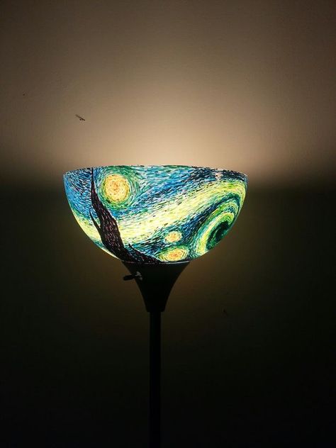 Starry Night Lamp. Done with paint pens on a $10 lamp. I want to do something like this. Vincent Willem Van Gogh, Arte Van Gogh, Night Lamp, Diy Lamp, Night Lamps, Paint Pens, Cool Items, Vincent Van Gogh, Led Lampe