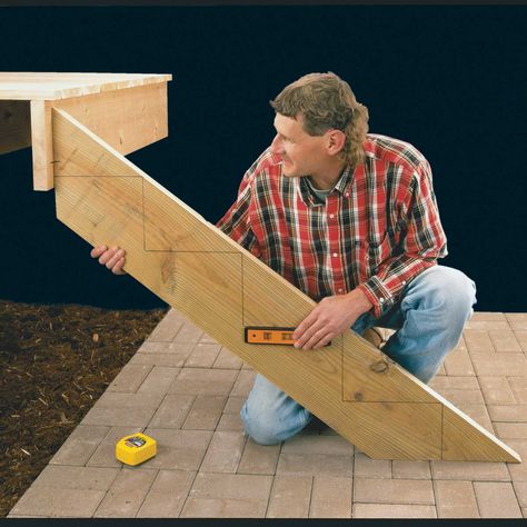 Build Deck Stairs, Mezzanine Stairs, How To Build Deck, Build Deck, Stairs Stringer, Terrasse Design, Deck Framing, Building Stairs, Deck Steps