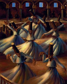 "The Whirling Dervishes" by Mahmud Said (Painting) Cultural Paintings, Circle Dance, Ar Art, Egyptian Painting, Turkish Delights, Middle Eastern Art, Whirling Dervish, Oil Art, Iranian Art