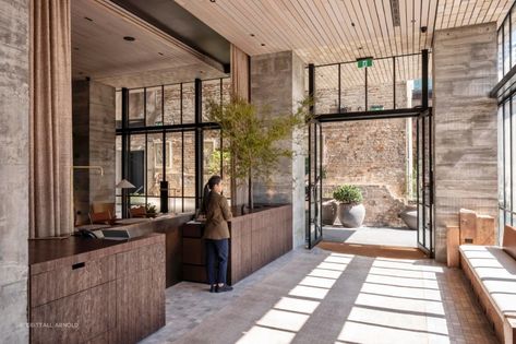 The Hotel Britomart - Crittall Arnold | ArchiPro Hotel Britomart, Hotel Operations, Crittal Windows, Savoy Hotel, Construction Waste, Steel Windows, Hotel Reception, Brick Facade, Luxury Retreats