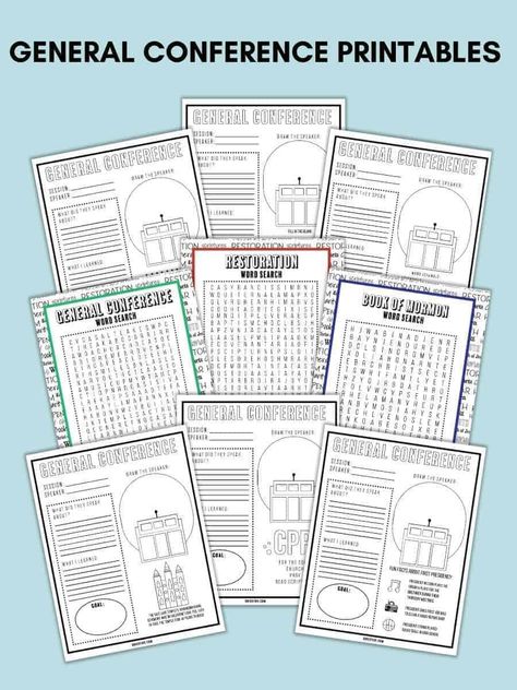 Free General Conference Printables 2021 - So Festive! General Conference Quiet Activities, Primary Conference Ideas, General Conference Activities For Nursery, Primary General Conference Packet, General Conference Journal Printable, Lds Yw General Conference Ideas, General Conference Bingo Printables, April 2024 General Conference Packet, Yw General Conference Ideas