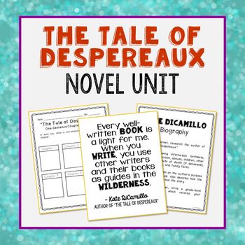 The Tale Of Despereaux Activities, Tale Of Despereaux Activities, The Tale Of Despereaux, Novel Study Units, Kate Dicamillo, Author Study, 6th Grade Reading, Chapter Summary, Steam Education