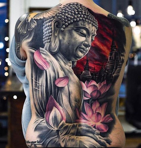 #buddha backpiece by @martinsjoooberg #inkedmag #tattooed #tattoo artist #art #inked Buddha Tattoo For Men, Swedish Tattoo, Buda Tattoo, Thailand Luxury, Wormhole Tattoo, Backpiece Tattoo, Buddha Tattoo Design, Surreal Tattoo, Buddha Tattoos