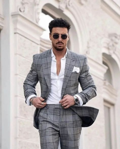 Man Suits fashoin Checked Blazer Outfit Men, Checks Blazer For Men, Check Jacket Outfit, Checked Blazer Outfit, Reception Outfit, Checked Jacket, Checked Blazer, A Jacket, Men's Wear