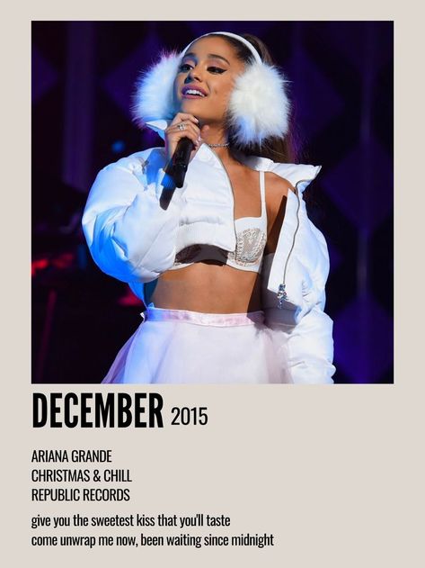 minimal aesthetic holiday polaroid christmas song poster for december from christmas and chill ep by ariana grande Ariana Grande Christmas Songs, Ariana Polaroid, Polaroid Christmas, Ariana Grande Christmas, Ariana Grande Poster, Song Posters, Aesthetic Holiday, Polaroid Posters, Sweet Kisses