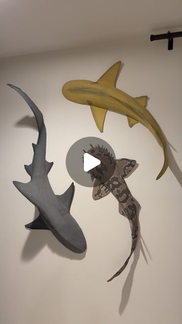 Shark Paper Mache, Three Under The Sea, Paper Shark, Shark Wall Art, Sea Animal Crafts, Shark Room, Lemon Shark, Shark Sculpture, Shark Craft