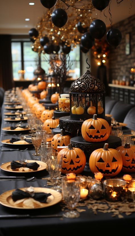 table halloween Halloween Brunch, Decoracion Halloween, Halloween Table Settings, Fiesta Halloween, Cheesecake Vegan, Table Halloween, Halloween Decoration Ideas, Halloween Bar, Halloween Skeleton Decorations