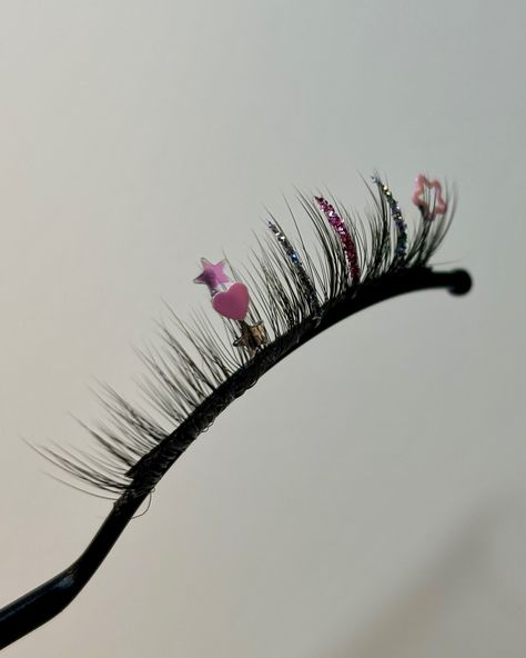 Custom Lashes, Pink Star, Pink Stars, Star Charms, Pink Glitter, Silver Glitter, Makeup Routine, Pink Heart, Face Paint