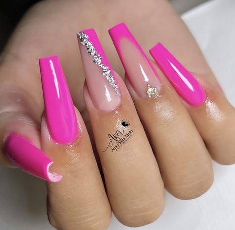 Hoco Nails, Gel Toe Nails, Classy Acrylic Nails, Acrylic Nails Coffin Pink, Long Square Acrylic Nails, Ballerina Nails, Nail Designs Glitter, Pink Acrylic Nails, Birthday Nails