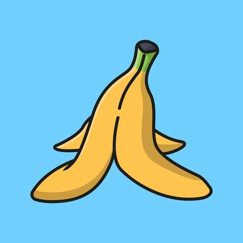 Banana Peel Illustration, Banana Peel Drawing, Banana Character, Banana Illustration, Object References, Organic Supermarket, Fruit Logo, Stencil Ideas, Cute Avocado