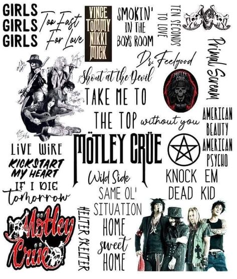 Motley Crue Tattoo Ideas, Get Scared Band, Rock And Roll Tattoo, Rock N Roll Tattoo, Converse Drawing, Song Lyric Tattoos, Shout At The Devil, Rock Tattoo, Chic Tattoo