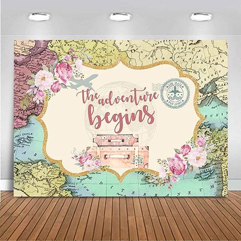 Travel Theme Party Decorations, Background Photobooth, Geography Themes, Airport Theme, Travel Baby Showers, Travel Clipart, Travel Birthday, Table Background, Wedding Fayre