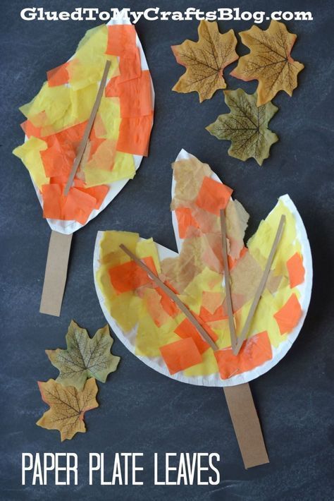 Paper Plate Leaf - Kid Craft                                                                                                                                                     More Thanksgiving Crafts For Toddlers, Fun Thanksgiving Crafts, Easy Thanksgiving Crafts, November Crafts, Fall Preschool Activities, Construction Paper Crafts, Kids Fall Crafts, Fall Arts And Crafts, Fall Art Projects