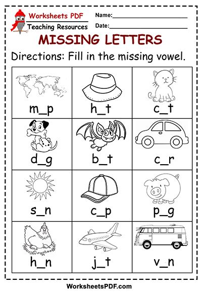 Fill in the missing vowel - Missing Letters 1 Missing Vowels Worksheet Free, Vowel Letters, Summer Review Packet, Cvc Words Worksheets, 3 Letter Words, Missing Letters, Summer Review, Kindergarten Phonics Worksheets, Vowel Worksheets