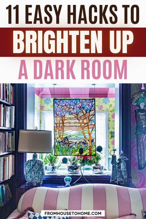 Looking for solutions on how to brighten a dark room in your home? These interior design ideas work well for spaces with dark floors, dark walls, dark furniture, and even rooms with no windows at all! From home decor to additional lighting, there are many options to help make a dark room look brighter. Rooms With No Windows, Brighten Up A Dark Room, Windows Interior, Brighten Room, Hidden Lighting, Drawing Room Decor, Dark Living Rooms, A Dark Room, Dark Hardwood