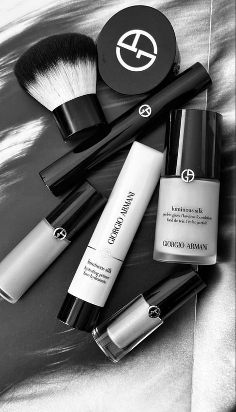 Black And White Makeup, Care Aesthetic, Black And White Aesthetic, Makeup Brands, White Aesthetic, Giorgio Armani, White Background, Foundation, Skin Care