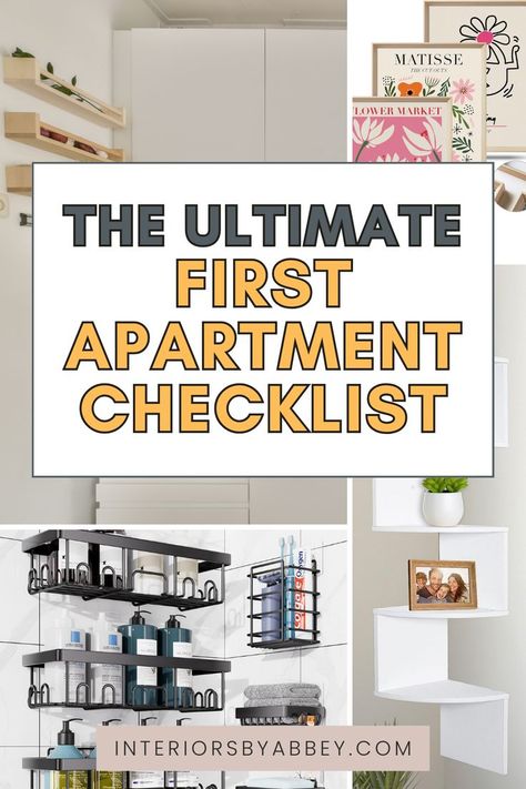 The Ultimate First Apartment Checklist College Apartment Checklist, Apartment Essentials Checklist, New Apartment Checklist, Apartment Hacks Organizing, Affordable Apartment Decor, First Apartment Tips, Apartment Must Haves, First Apartment Essentials, First Apartment Checklist