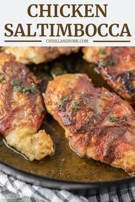 Chicken Saltimbocca Recipe, Wine Butter Sauce, Chicken With Prosciutto, Saltimbocca Recipe, Chicken Saltimbocca, Sage Recipes, Wine Butter, Traditional Italian Dishes, Italian Foods