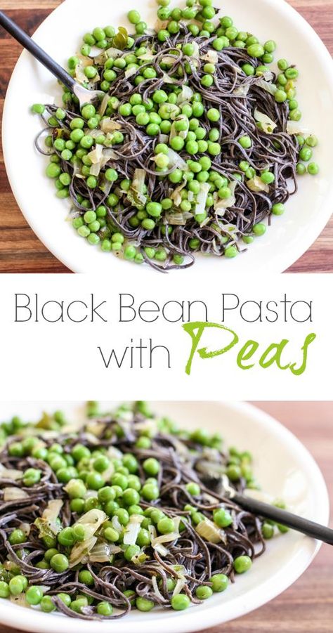 Black bean pasta with beans -- a delicious healthy weeknight dinner. Vegan and gluten free! Black Bean Spaghetti Recipes, Black Bean Pasta Recipes, Pasta With Beans, Black Bean Spaghetti, Bean Pasta Recipes, Black Bean Pasta, Olive Pesto, Black Pasta, Ink Pasta